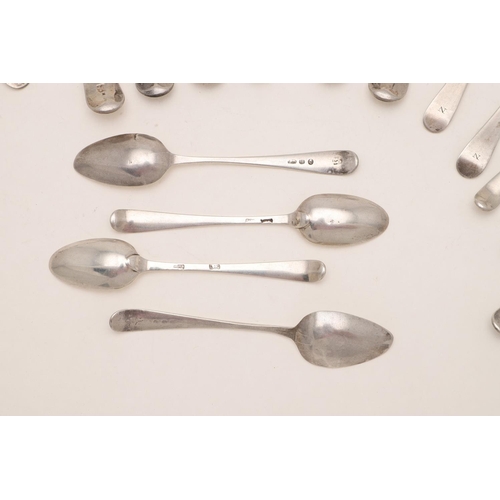 96 - A GEORGE III SET OF SIX OLD ENGLISH & THREAD DESSERT SPOONS. by George Smith & William Fearn, London... 