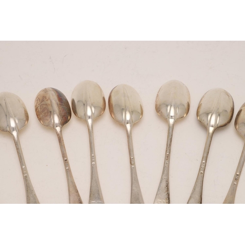 97 - AN EARLY 20TH CENTURY MATCHED PART-CANTEEN OF HANOVERIAN FLATWARE:-. 11 tablespoons, 10 table forks,... 