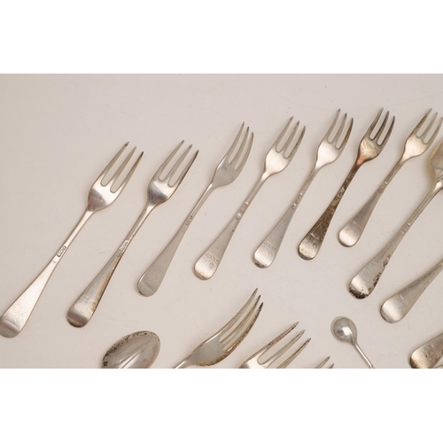 97 - AN EARLY 20TH CENTURY MATCHED PART-CANTEEN OF HANOVERIAN FLATWARE:-. 11 tablespoons, 10 table forks,... 