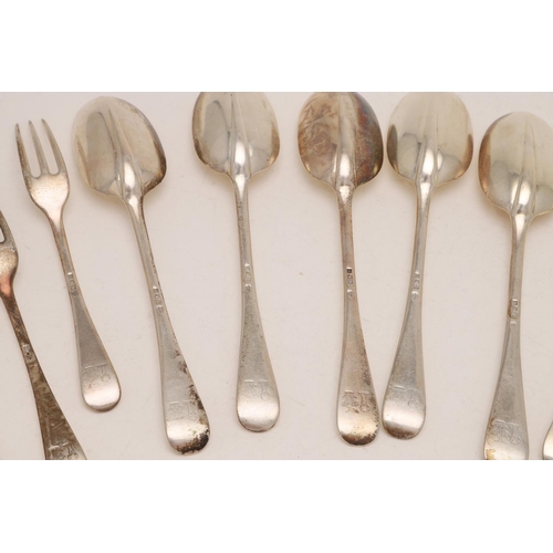 97 - AN EARLY 20TH CENTURY MATCHED PART-CANTEEN OF HANOVERIAN FLATWARE:-. 11 tablespoons, 10 table forks,... 