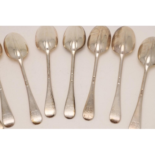 97 - AN EARLY 20TH CENTURY MATCHED PART-CANTEEN OF HANOVERIAN FLATWARE:-. 11 tablespoons, 10 table forks,... 