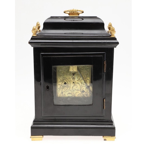 1427 - A GEORGE III EBONISED MANTEL TIMEPIECE. the 5