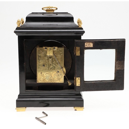 1427 - A GEORGE III EBONISED MANTEL TIMEPIECE. the 5