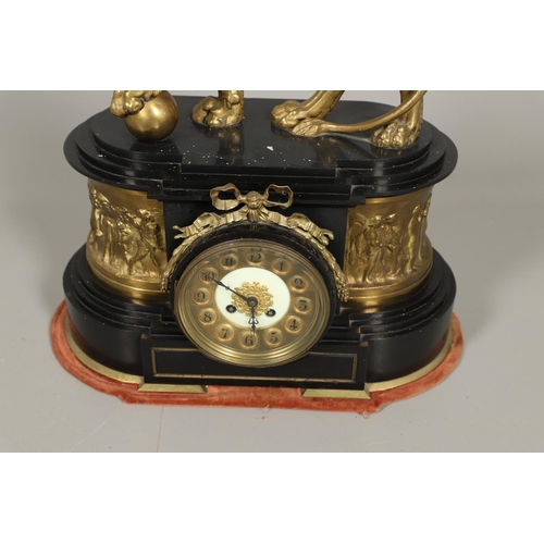 1429 - A 19TH CENTURY FRENCH BLACK SLATE MANTEL CLOCK. the 4 3/4