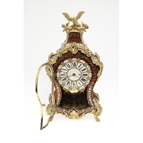 1430 - A 19TH CENTURY FRENCH BOULLE MANTEL TIMEPIECE. the 6 1/2