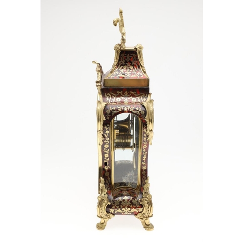 1430 - A 19TH CENTURY FRENCH BOULLE MANTEL TIMEPIECE. the 6 1/2