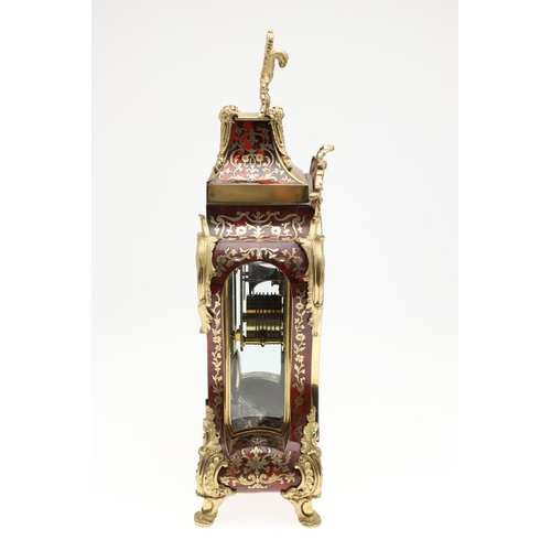 1430 - A 19TH CENTURY FRENCH BOULLE MANTEL TIMEPIECE. the 6 1/2