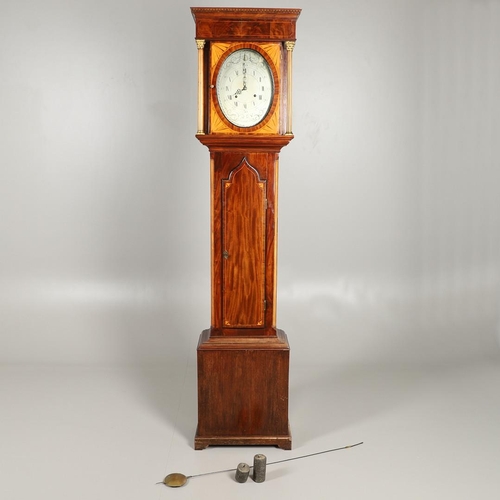 1434 - A GEORGE III EIGHT DAY INLAID MAHOGANY LONGCASE CLOCK. with rare oval 10 1/2