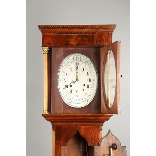 1434 - A GEORGE III EIGHT DAY INLAID MAHOGANY LONGCASE CLOCK. with rare oval 10 1/2