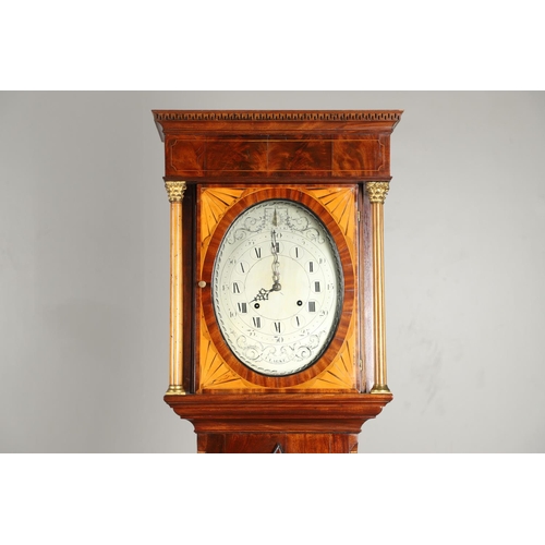 1434 - A GEORGE III EIGHT DAY INLAID MAHOGANY LONGCASE CLOCK. with rare oval 10 1/2