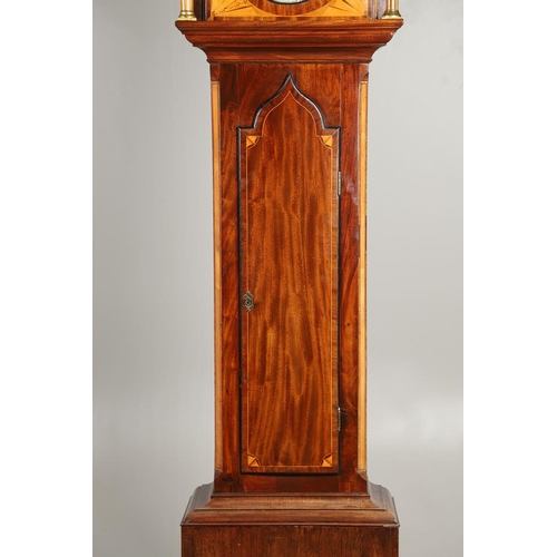 1434 - A GEORGE III EIGHT DAY INLAID MAHOGANY LONGCASE CLOCK. with rare oval 10 1/2