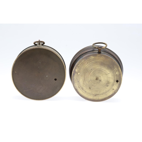 1437 - A NEGRETTI & ZAMBRA BRASS COMPENSATED BAROMETER. 19th century, of drum shaped form, signed and numbe... 