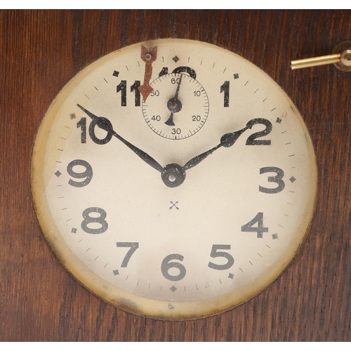 1441 - AN EARLY 20TH CENTURY COMPETITION CHESS CLOCK. each dial with crossed arrows trademark for the Hambu... 