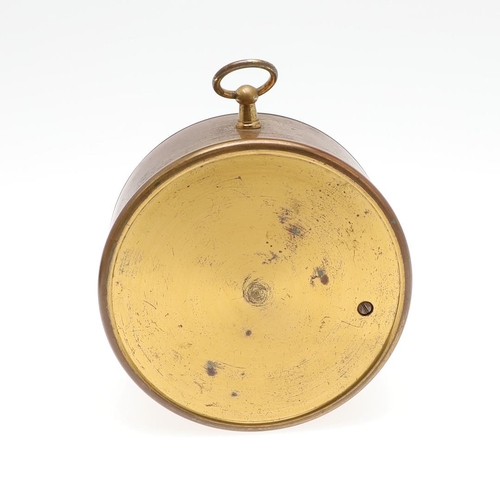 1442 - A LATE 19TH CENTURY BRASS NAVAL ANEROID BAROMETER BY L CASELLA. the 10.5cms silvered dial marked on ... 