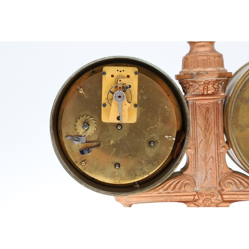 1448 - A 19TH CENTURY PAINTED CAST IRON AND BRASS CLOCK/BAROMETER. the cast iron frame modelled as a bust o... 