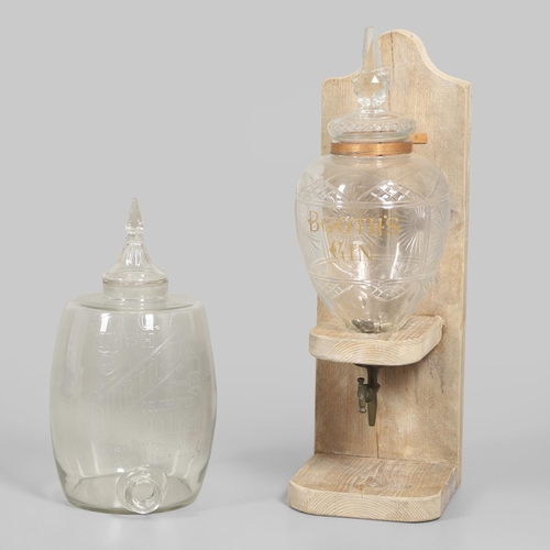 1457 - A LATE 19TH CENTURY BOOTH'S GIN CUT GLASS DISPENSER AND COVER. with gilt lettering to the star cut d... 