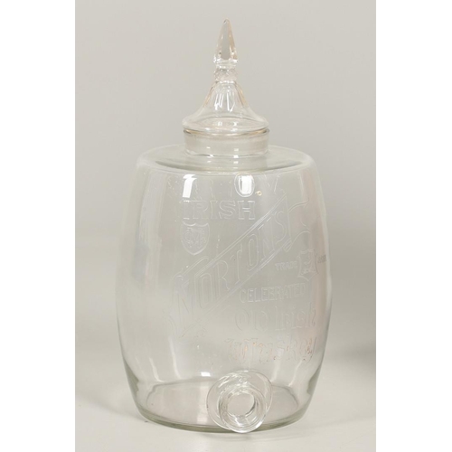 1457 - A LATE 19TH CENTURY BOOTH'S GIN CUT GLASS DISPENSER AND COVER. with gilt lettering to the star cut d... 