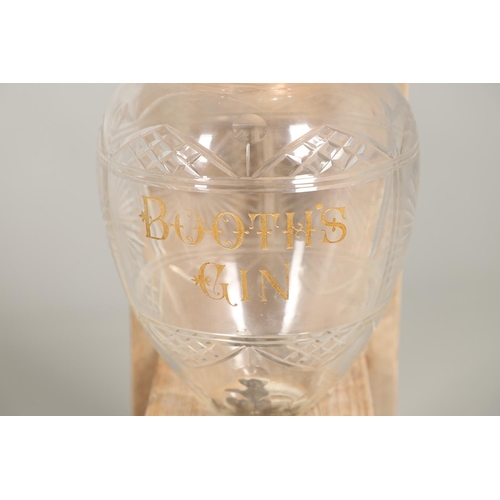 1457 - A LATE 19TH CENTURY BOOTH'S GIN CUT GLASS DISPENSER AND COVER. with gilt lettering to the star cut d... 