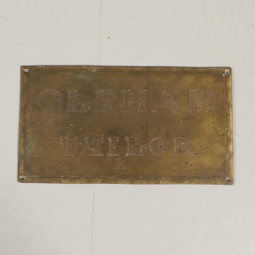 1458 - A CORNISH BRASS TAILOR'S SIGN, CIRCA 1820. engraved by H England, Padstow, 33cm x 18.5cm.  *CR  Surf... 