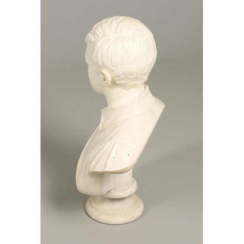 1459 - WALTER ROWLANDS INGRAM (LATE 19TH CENTURY). a carved marble bust of a boy, signed verso 'W.R Ingram ... 