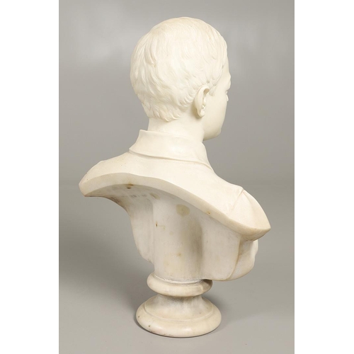 1459 - WALTER ROWLANDS INGRAM (LATE 19TH CENTURY). a carved marble bust of a boy, signed verso 'W.R Ingram ... 