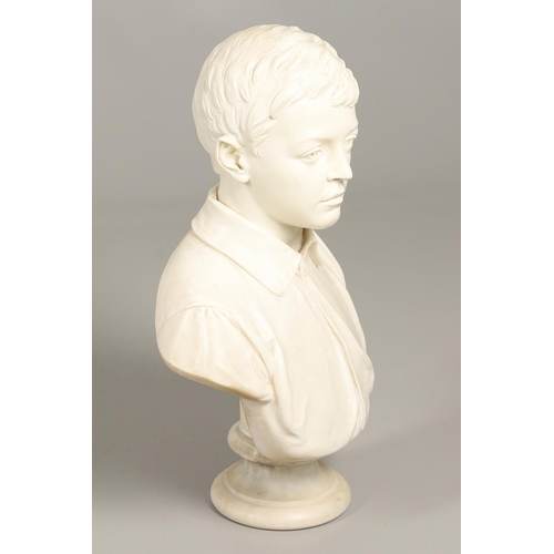 1459 - WALTER ROWLANDS INGRAM (LATE 19TH CENTURY). a carved marble bust of a boy, signed verso 'W.R Ingram ... 