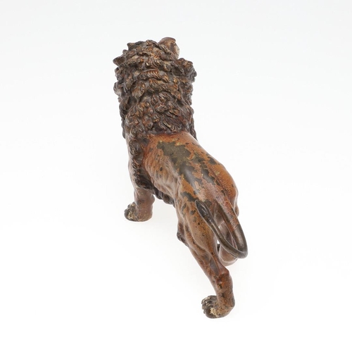 1464 - AN AUSTRIAN COLD PAINTED BRONZE OF A LION. early 20th century, naturalistically modelled in a standi... 