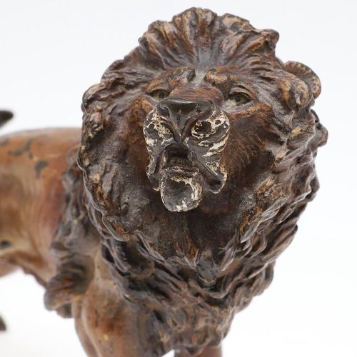 1464 - AN AUSTRIAN COLD PAINTED BRONZE OF A LION. early 20th century, naturalistically modelled in a standi... 