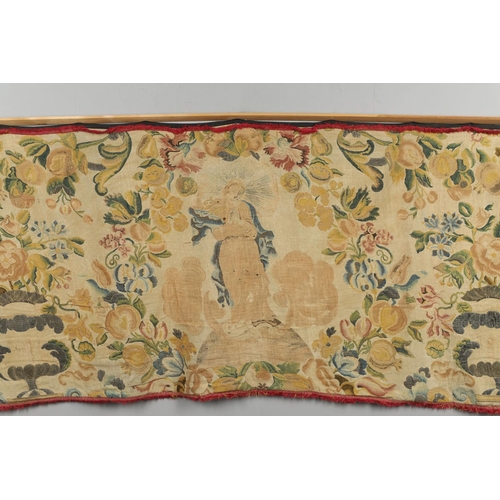 1471 - AN 18TH CENTURY WOVEN TAPESTRY PANEL/ALTAR CLOTH. probably Italian or Low Countries, woven with silk... 