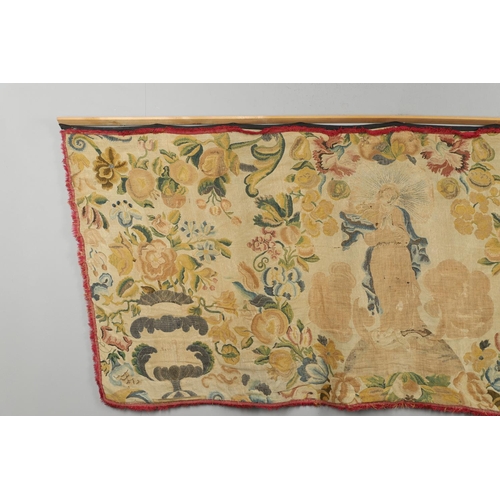 1471 - AN 18TH CENTURY WOVEN TAPESTRY PANEL/ALTAR CLOTH. probably Italian or Low Countries, woven with silk... 