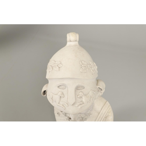 1480 - A CONTEMPORARY RESIN BUST OF A CLASSICAL MILITARY FIGURE. the helmet decorated in relief with hounds... 