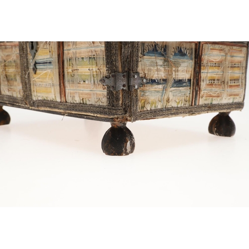 1481 - A RARE CHARLES II SILKWORK TABLE CASKET. having hinged doors to the front opening to reveal seven si... 