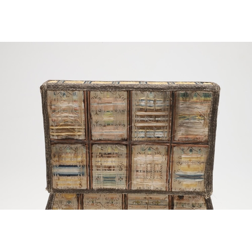 1481 - A RARE CHARLES II SILKWORK TABLE CASKET. having hinged doors to the front opening to reveal seven si... 