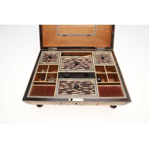 1484 - A 19TH CENTURY ANGLO-INDIAN PORCUPINE QUILL WORK BOX. of quill, horn and ivory construction, the sar... 