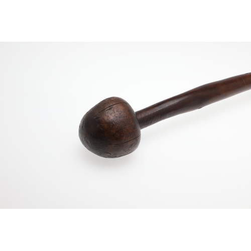 1490 - AN AFRICAN TRIBAL HARDWOOD KNOBKERRIE. length 68cm.  *CR  Splits and wear to head, general wear to s... 