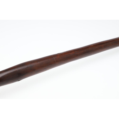 1490 - AN AFRICAN TRIBAL HARDWOOD KNOBKERRIE. length 68cm.  *CR  Splits and wear to head, general wear to s... 