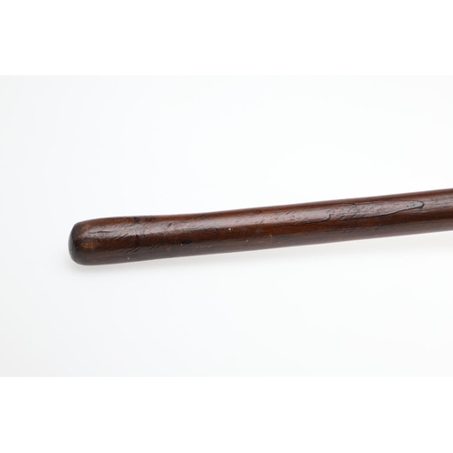 1490 - AN AFRICAN TRIBAL HARDWOOD KNOBKERRIE. length 68cm.  *CR  Splits and wear to head, general wear to s... 