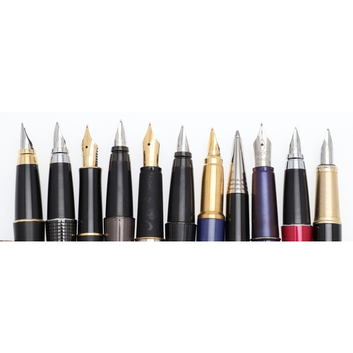 1510 - A COLLECTION OF PARKER FOUNTAIN PENS. including a matt black example, pink bodied example and a purp... 