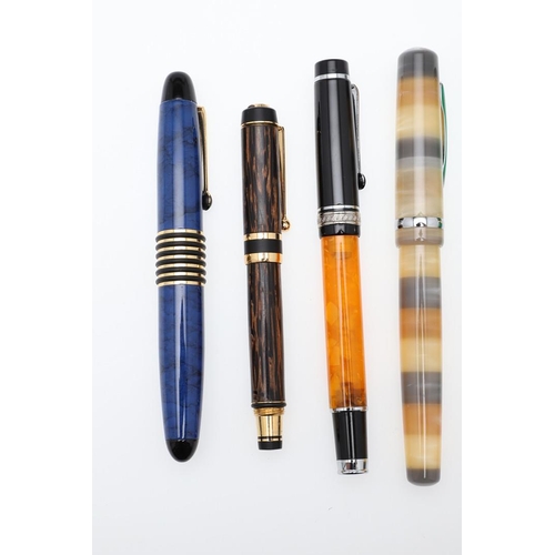 1548 - A GROUP OF GERMAN FOUNTAIN PENS. comprising a 'Romet' pen with marbled green and yellow body, the ni... 