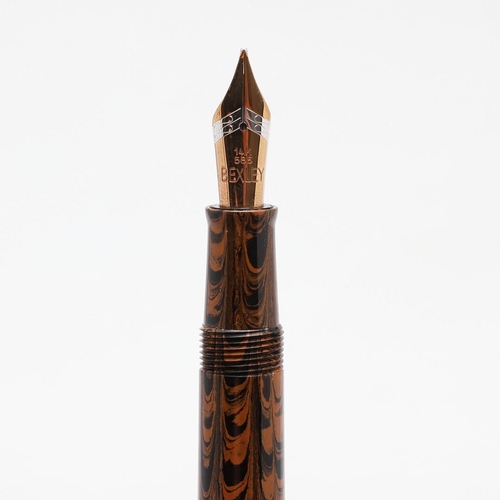 1551 - BEXLEY: TWO FOUNTAIN PENS. with mottled dark grey body, numbered 030, the nib stamped 14k 585, toget... 