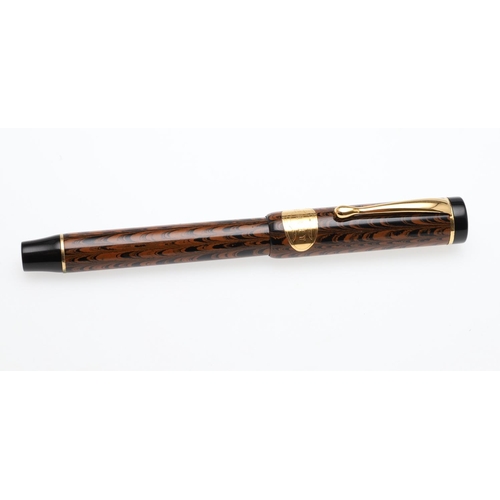 1551 - BEXLEY: TWO FOUNTAIN PENS. with mottled dark grey body, numbered 030, the nib stamped 14k 585, toget... 