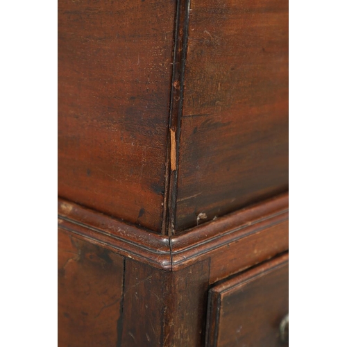 1559 - A 19TH CENTURY MAHOGANY DOWER CHEST ON STAND. the hinged lid enclosing a vacant interior, brass carr... 