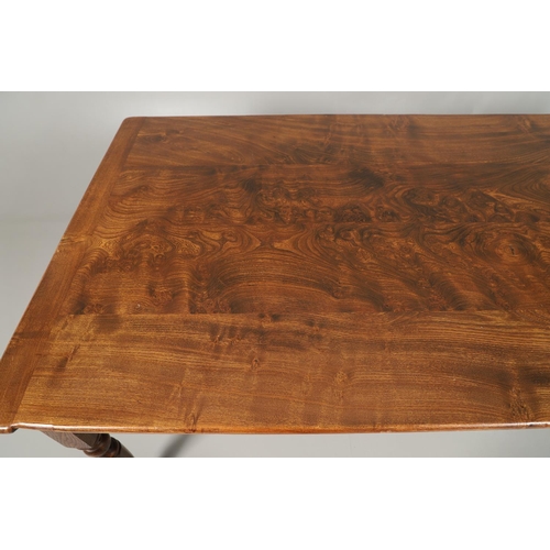 1584 - BRIGHTS OF NETTLEBED: A BURR ELM FARMHOUSE TABLE. the rectangular elm plank top on turned supports, ... 