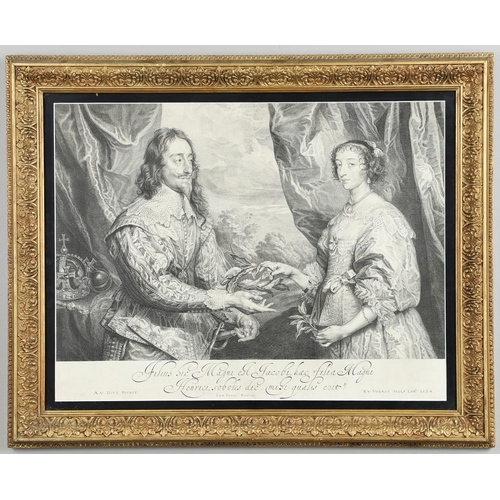 461 - SIR ANTHONY VAN DYCK (1599-1641). After. KING CHARLES I AND HENRIETTA MARIA. Line engraving by Rober... 