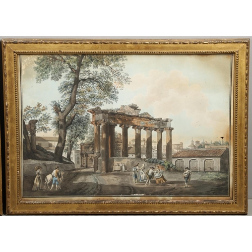 468 - GIOVANNI VOLPATO (1733-1803) & LOUIS DUCROS (1748-1810). VUE DU COLISEE A ROME; LE TEMPLE DE LA CONC... 