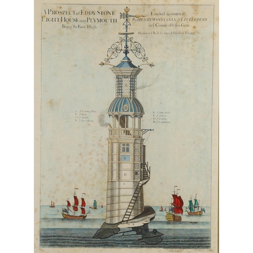 469 - JAAZIELL JOHNSTON (FL.18TH CENTURY). After. A PROPECT OF EDDY-STONE LIGHT-HOUSE NEAR PLYMOUTH. Engra... 