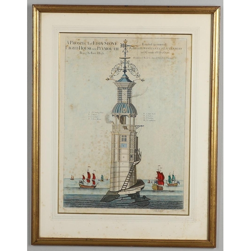 469 - JAAZIELL JOHNSTON (FL.18TH CENTURY). After. A PROPECT OF EDDY-STONE LIGHT-HOUSE NEAR PLYMOUTH. Engra... 