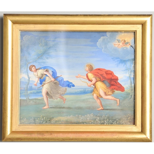 472 - FRANCESCO ALBANI (1578-1660). After. APOLLO AND DAPHNE. Bodycolour on paper laid on panel
Panel size... 