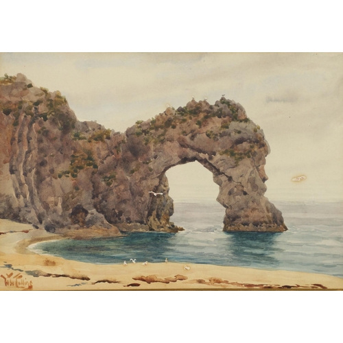 484 - WILLIAM WIEHE COLLINS (1862-1951). LULWORTH COVE; DURDLE DOOR. (d) Two, each signed, each also signe... 