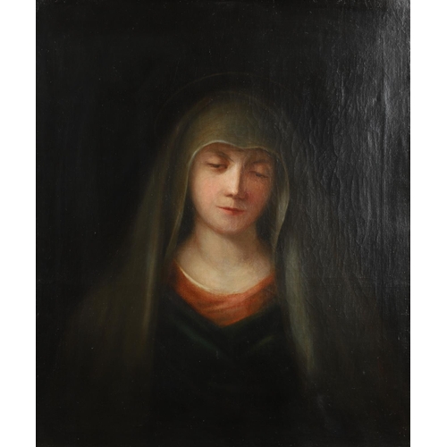 513 - CONTINENTAL SCHOOL, 19TH CENTURY. THE VIRGIN MARY. Oil on canvas
75 x 62.5cm.  *CR  Lined; some slig... 